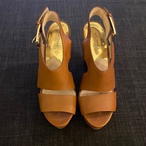 Michael Kors brown wedge, size 9